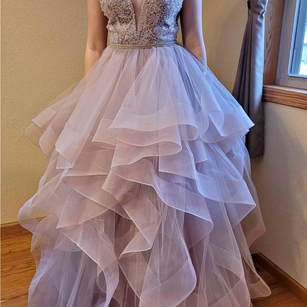 Mac Duggal Purple Embellished Sweetheart Prom Gown